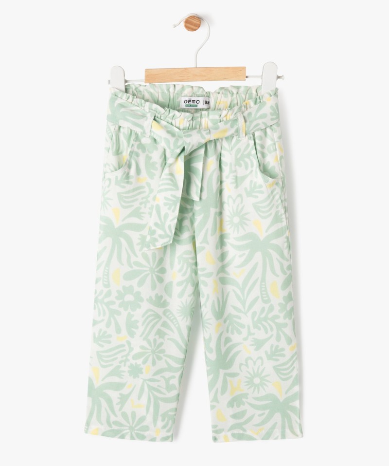 Pantalon imprimé en viscose avec taille élastique bébé fille